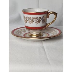 Ransgil China Joan Pattern Footed Demitasse and Saucer Set.